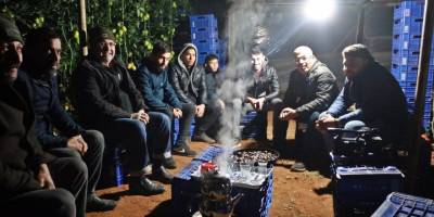 Antalya’daki çiftçilerin çaylı kestaneli ‘soğuk nöbeti’ başladı