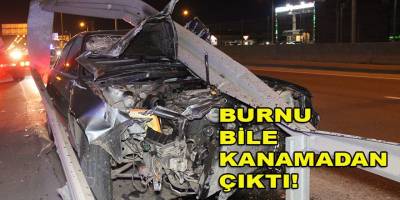 Kaza yaptı, kullanılamaz hale gelen otomobilden burnu bile kanamadan kurtuldu