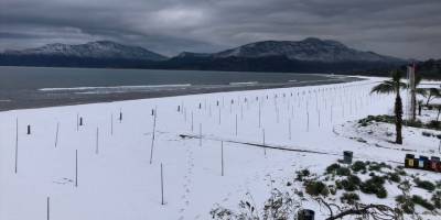 İztuzu Plajı kumsalı beyaza büründü