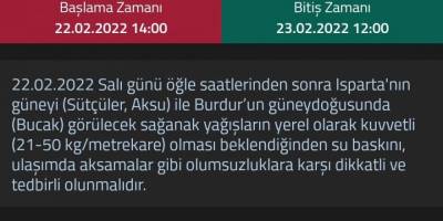 Burdur’da kuvvetli yağış uyarısı