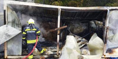 Konteyner alevlere teslim oldu