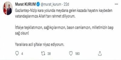 Bakan Kurum’dan, 2 İHA çalışanının vefat ettiği kazada hayatını kaybedenler için başsağlığı mesajı