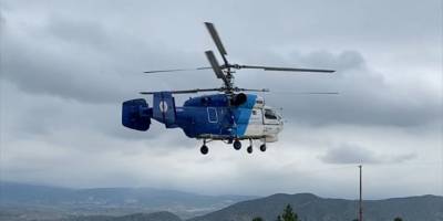 Denizli'de düşen yangın söndürme helikopterinin havalanma anı görüntülendi