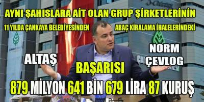Altaş ve grup şirketlerinin Çankaya belediyesindeki 'araç kiralama' ihaleleri 900 Milyona dayandı!