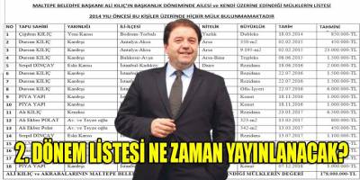 Ali Kılıç ve familyasının 2. dönem edindiklerinin listesi ne zaman medyaya düşecek?