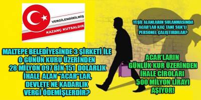Maltepe belediyesinden 3 şirketle ihaleler kazanan Acar'ların günlük kur üzerinden ciroları 500 milyonu aştı!