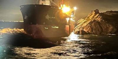 Marmara Denizi'nde yük gemisi karaya oturdu