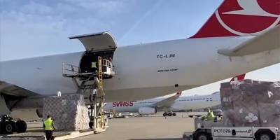 THY, İsviçre'den 67,3 ton insani yardım malzemesi getirdi