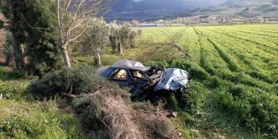 Kontrolden çıkan otomobil tarlaya uçtu: 1 yaralı