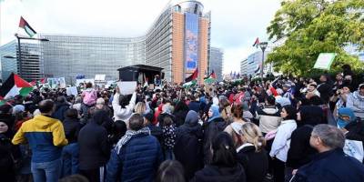 AB'nin kalbi Brüksel'de Filistinlilere destek gösterisi