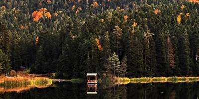 Sinop'un turizm merkezlerinden Akgöl, ziyaretçilerine sonbaharın güzelliğini yaşatıyor