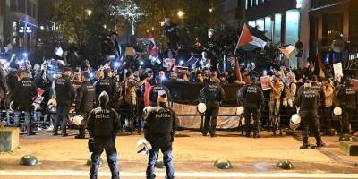 AB Liderler Zirvesi sırasında Filistinlilere destek gösterisi