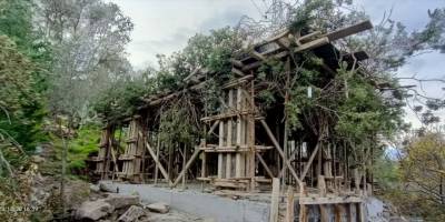 Bodrum'da ağaç dallarıyla gizlenmeye çalışılan kaçak inşaat tespit edildi