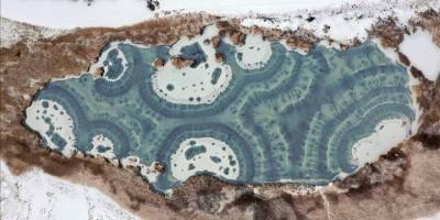 Iğdır'daki donan Üçkaya Gölü havadan görüntülendi