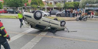 Aydın'da takla atan otomobilin sürücüsü hayatını kaybetti