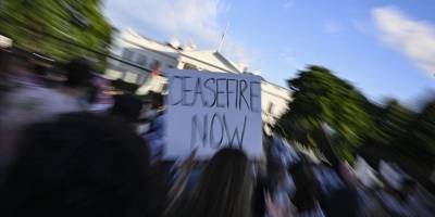 Beyaz Saray önünde İsrail ile ABD yönetimine Refah protestosu