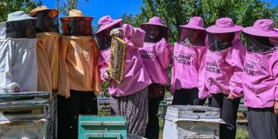Pembe kıyafetli arıcılar, organik bal üretiminde söz sahibi olmak istiyor