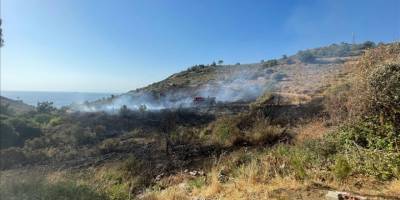 İzmir'de otomobilde çıkıp makilik alana sıçrayan yangın kontrol altında