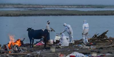 Hindistan'da Kovid cehennemi: Ganj Nehri'ne atılan ölüleri yakalamak için ağ serildi