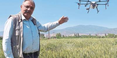 Tire Süt bir ilke imza attı drone ile ilaçlama başladı